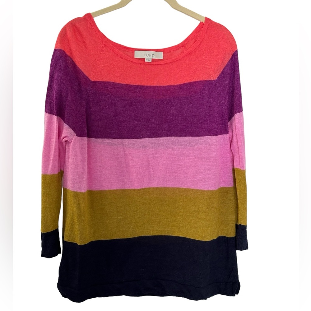 LOFT 3/4 sleeve Color Block Sweater Size M